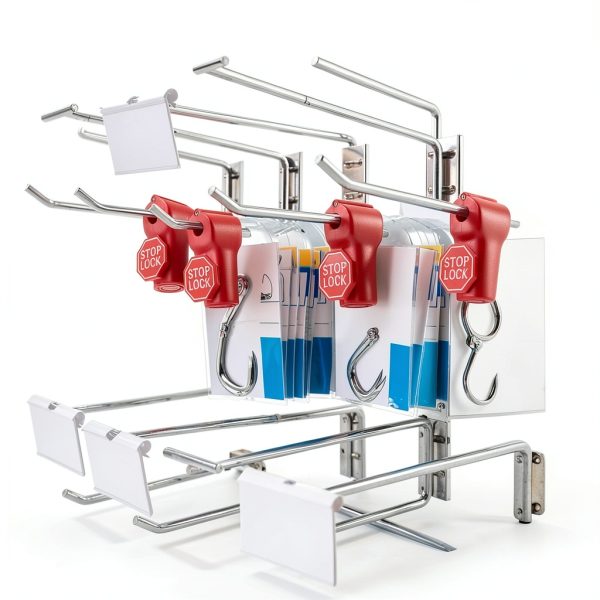 TOPZEA 120 Pack Peg Hook Locks Red Magnetic Anti-Theft for Retail-6